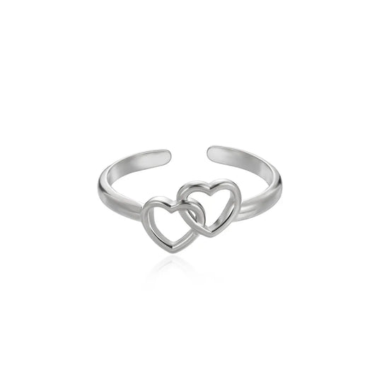Hollow Two Hearts Ring